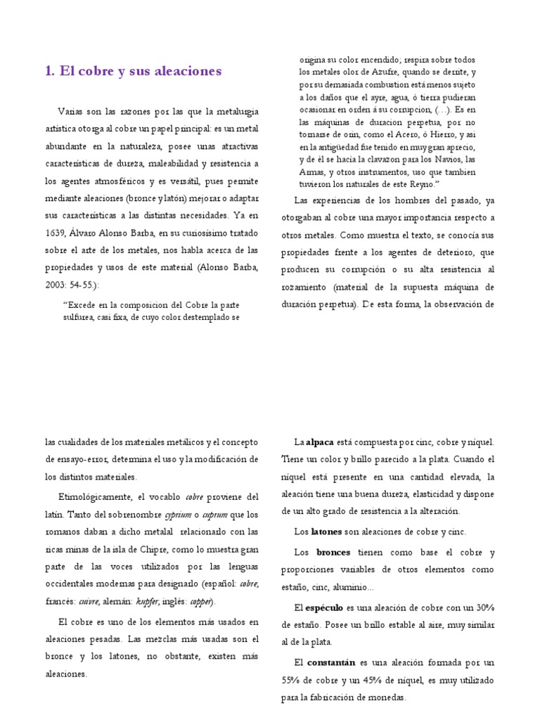 El Cobre y Sus Aleaciones | PDF | Bronce | Cobre