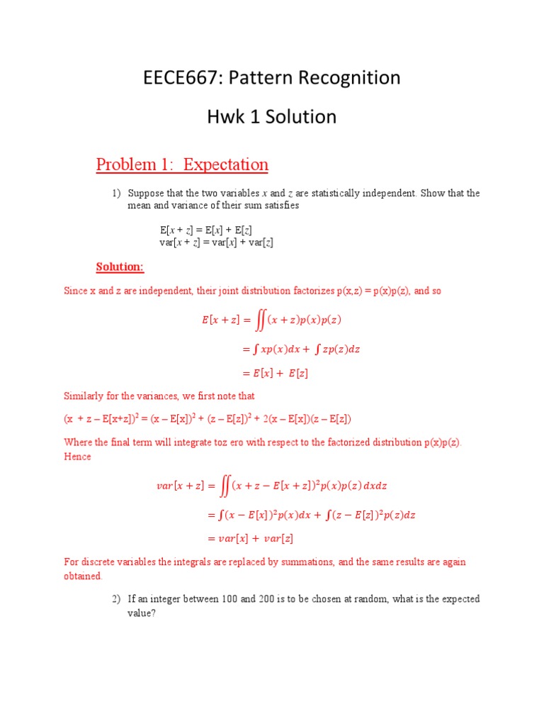 Hwk1 Solution | PDF | Correlation And Dependence | Covariance