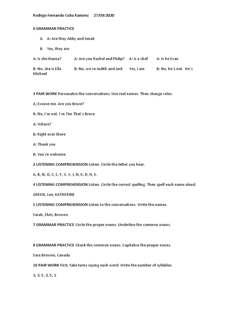 Grammar Practice and Listening Exercises | PDF