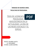 Tesis de Licenciatura en Psicologia: Adolescencia en La Actualidad: La Era de Las Redes Sociales Y El Espejo