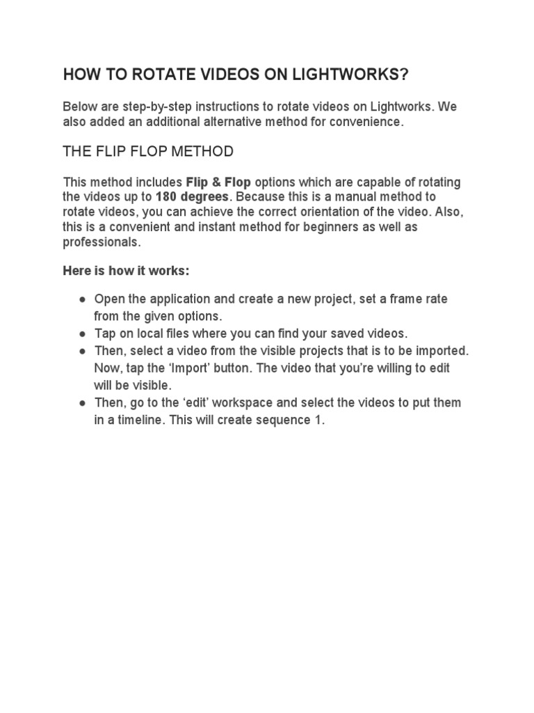 How To Rotate Videos On Lightworks PDF System Software Computer