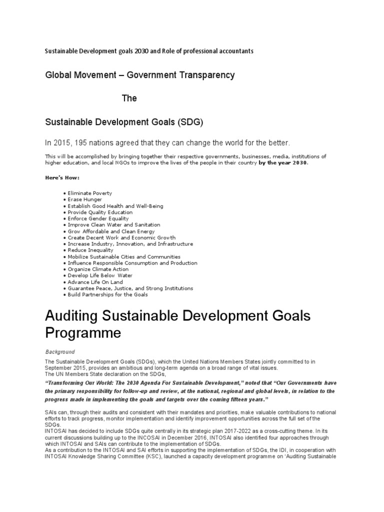 Sustainable Development Goals 2030 and Role of Professional Accountants ...
