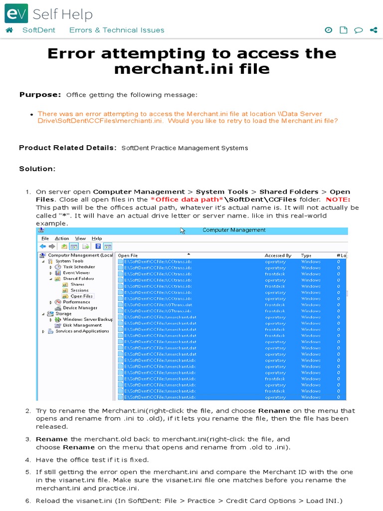 Merchant.ini File Access Error Fix | PDF