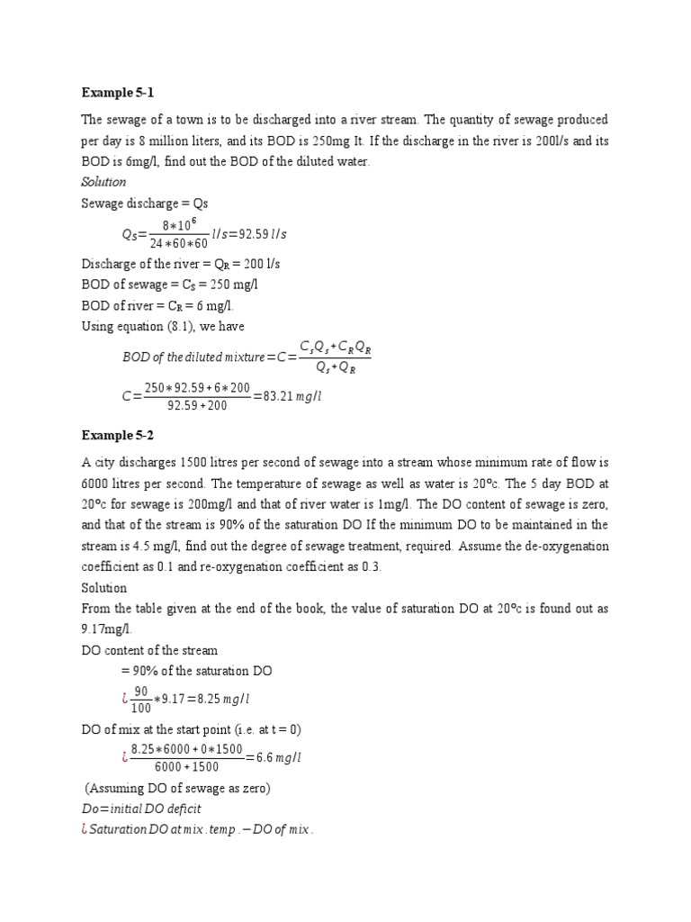 Chapter 5 Examples | PDF | Sewage | Water Supply