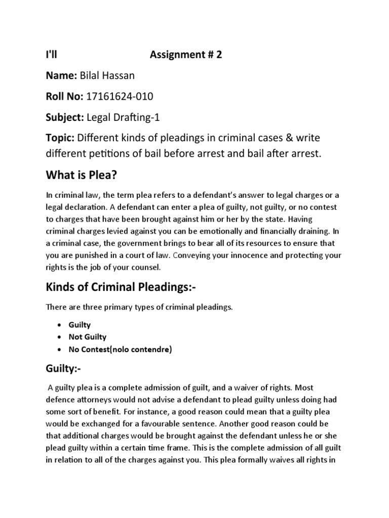 Criminal Pleadings & Bail Petitions | PDF | Nolo Contendere | Plea