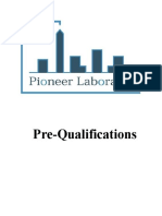 Prequalification of Pioneer Laboratory