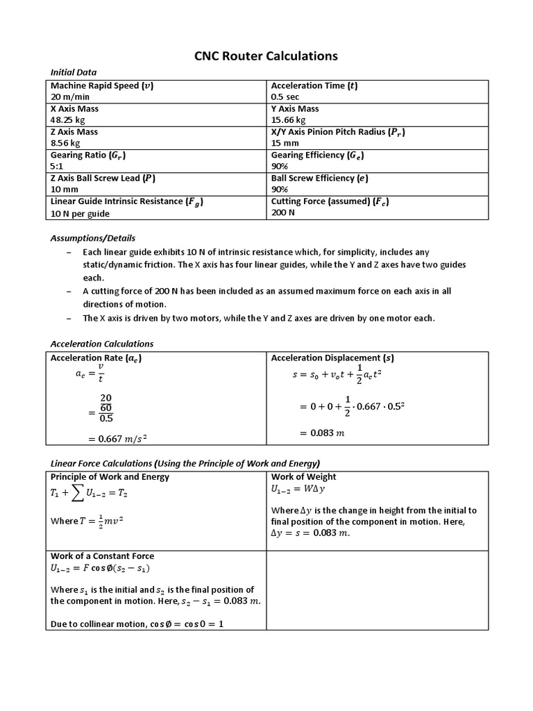 CNC Router Calculations | PDF | Rotation Around A Fixed Axis | Force