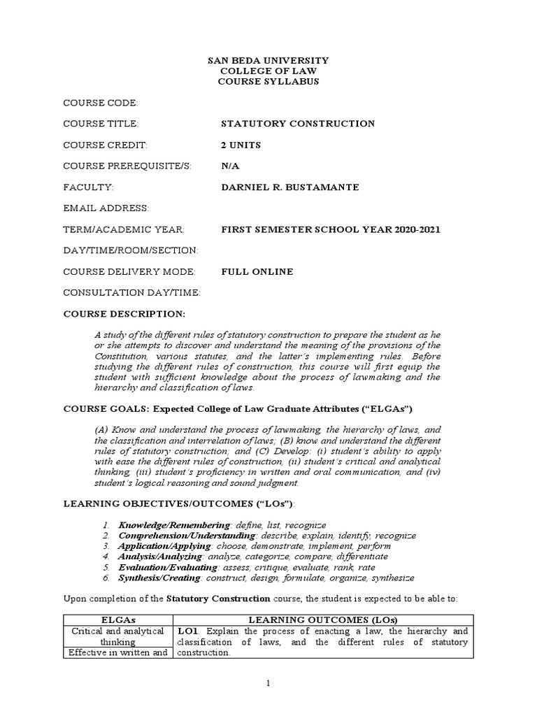 Understanding the Fundamentals of Statutory Construction | PDF ...