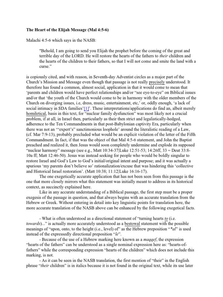 Understanding the Elijah Message | PDF | Elijah | John The Baptist