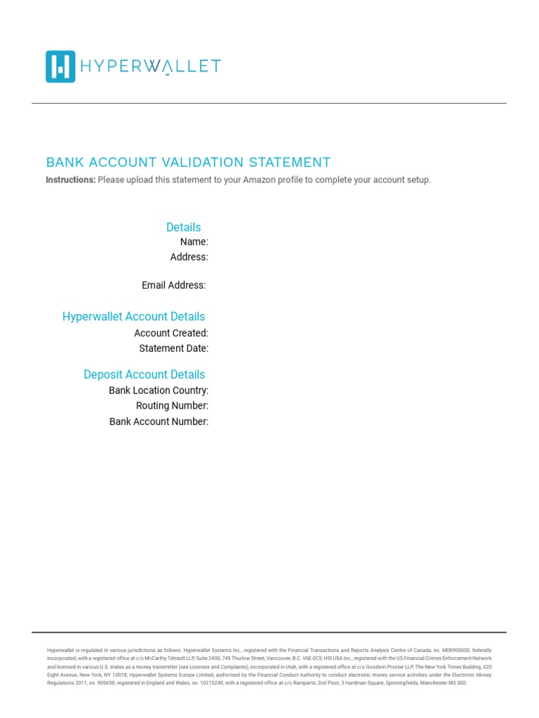 Amazon Bank Account Validation Statement | PDF | Finance & Money Management