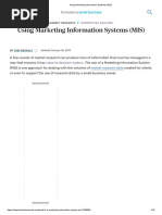 Using Marketing Information Systems (MIS) : Value To Decision Makers