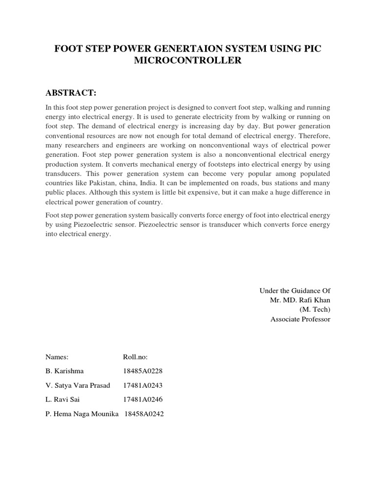 Footstep Power Generation System Design | PDF