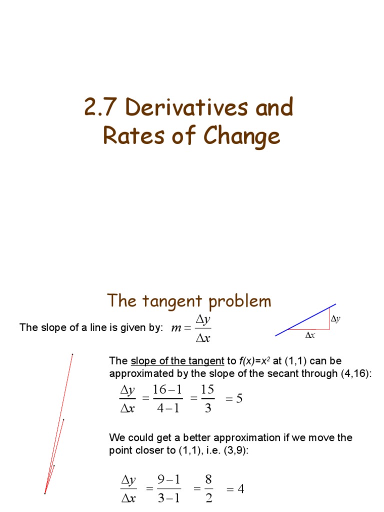 Derivatives and Rates of Change Explained | PDF | Slope | Tangent