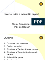 How To Write A Scientific Paper?: Sjaak Brinkkemper MBI Colloquium