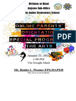 Online Parents' Orientation Special Program in The Arts