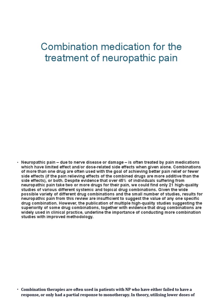 Combination Medication For The Treatment of Neuropathic Pain | PDF ...