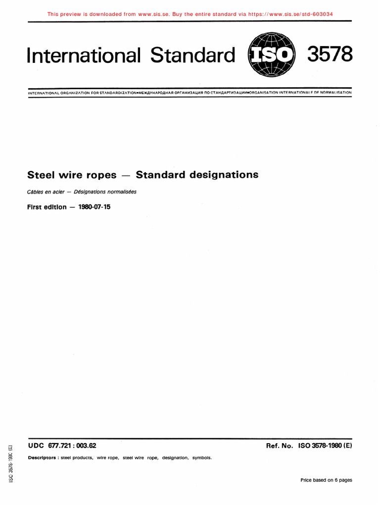 International Standard Steel Wire Ropes Standard Designations PDF
