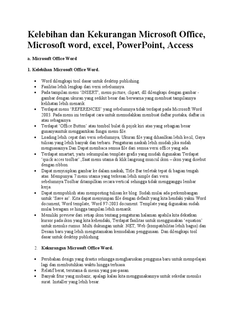 Kelebihan Dan Kekurangan Microsoft Office | PDF