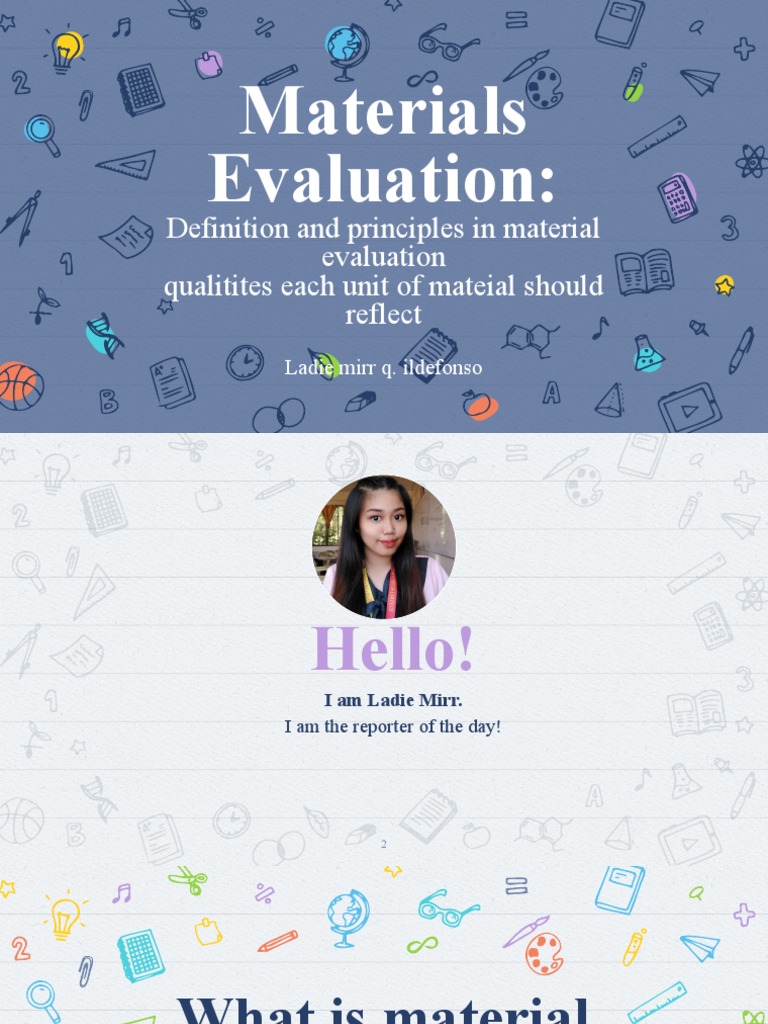 Materials Evaluation Definition and Principles in Material Evaluation