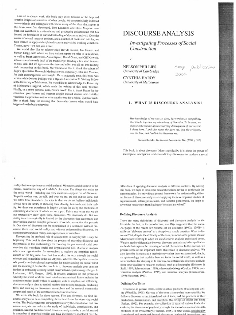 Discourse Analysis in Social Construction | PDF | Analysis ...