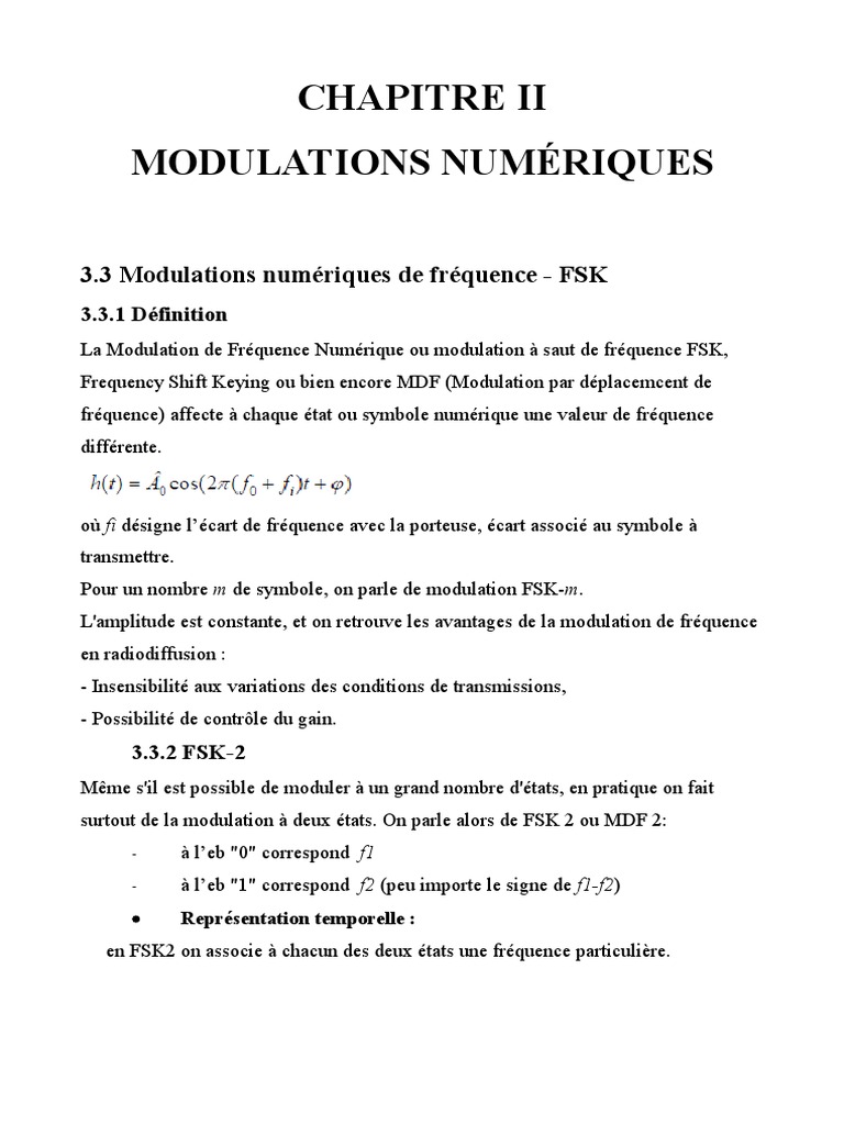 Modulations Numériques : FSK et PSK | PDF | Modulation | Modulation de ...
