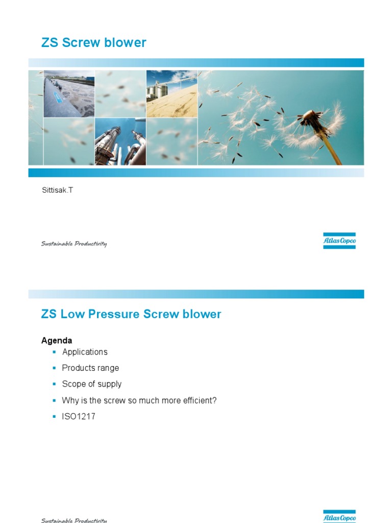 Atlas Copco ZS Series Blowers | PDF | Bearing (Mechanical) | Pump