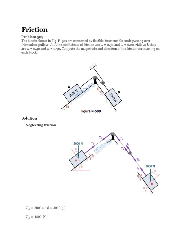 Friction Force Calculations for Blocks | PDF | Friction | Force