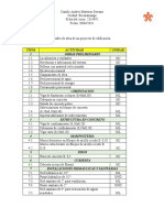 Listado de Actividades de Obra de Un Proyecto de Edificación