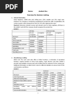 Name: Student No.: Exercises For Decision Making