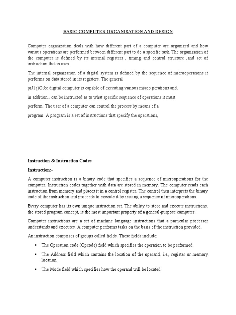 Basic Computer Organization and Design | PDF | Computer Program ...