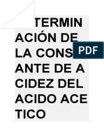 Determin Ación de La Const Ante de A Cidez Del Acido Ace Tico