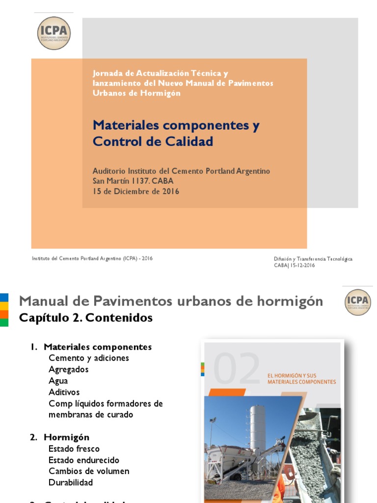 Materiales y Control de Calidad para Pavimentos de Hormigón | PDF ...