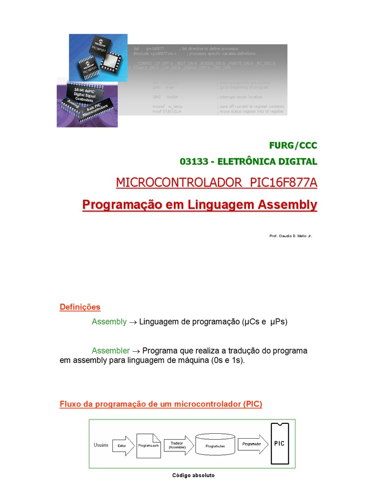 Programação em Assembly do PIC16F877A | PDF | Linguagem Assembly ...