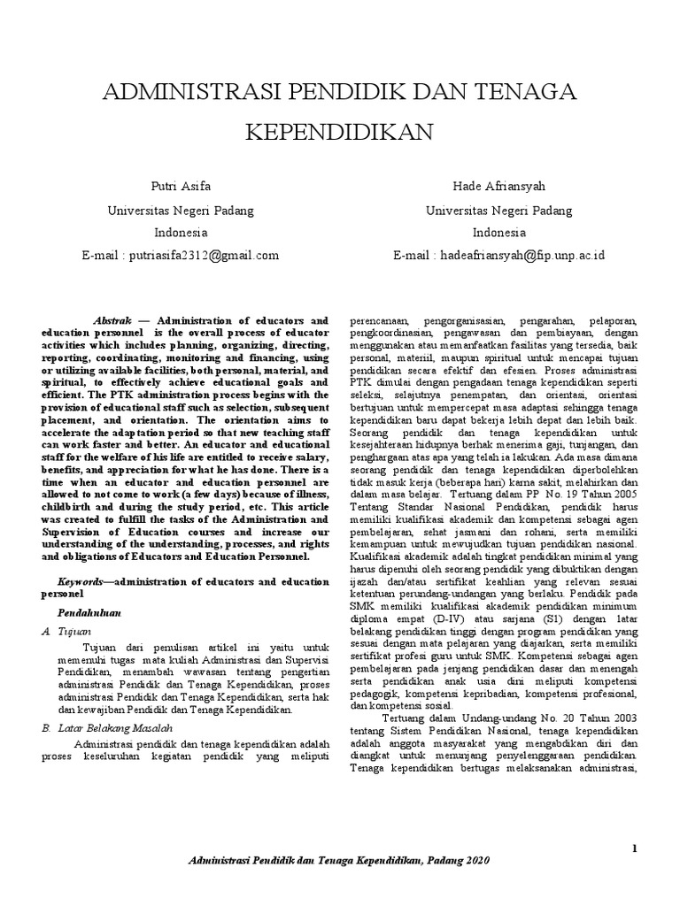 Administrasi Pendidik dan Tenaga Kependidikan | PDF | Pengembangan Diri