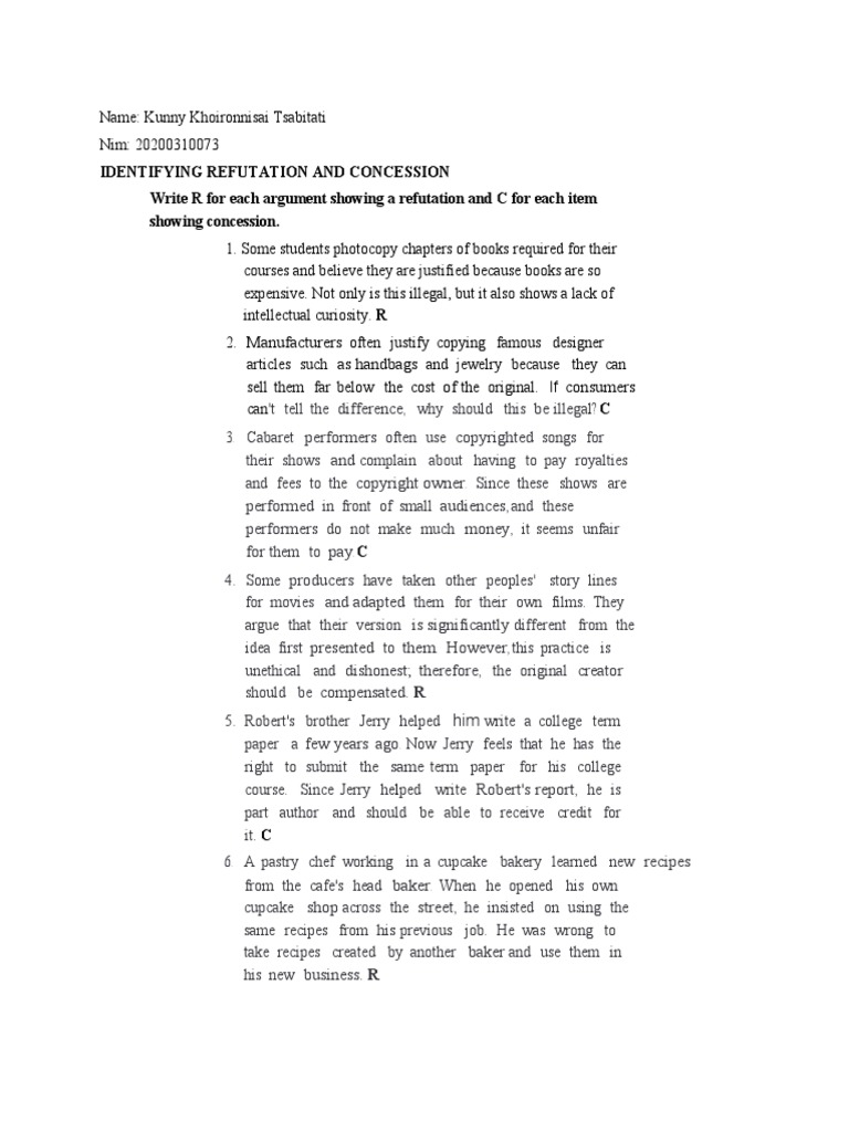 Activity 2 Identifying Refutation and Concession Kunny PDF