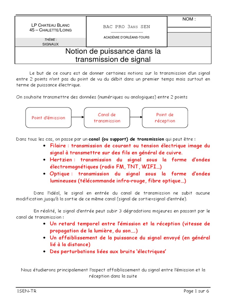 Puissance D'un Signal Prof PDF Antenne (Radio) Résistance — free download
