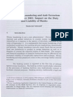 Anti-Money Laundering and Anti-Terrorism Financing Act 2001: Impact On The Duty and Liability of Banks