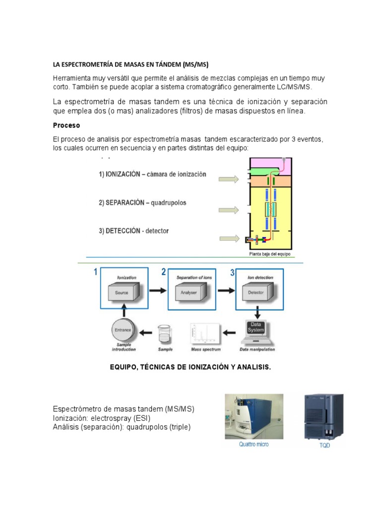 Espectrometría de Masas en Tándem (MS/MS) | PDF | Espectrometría de ...