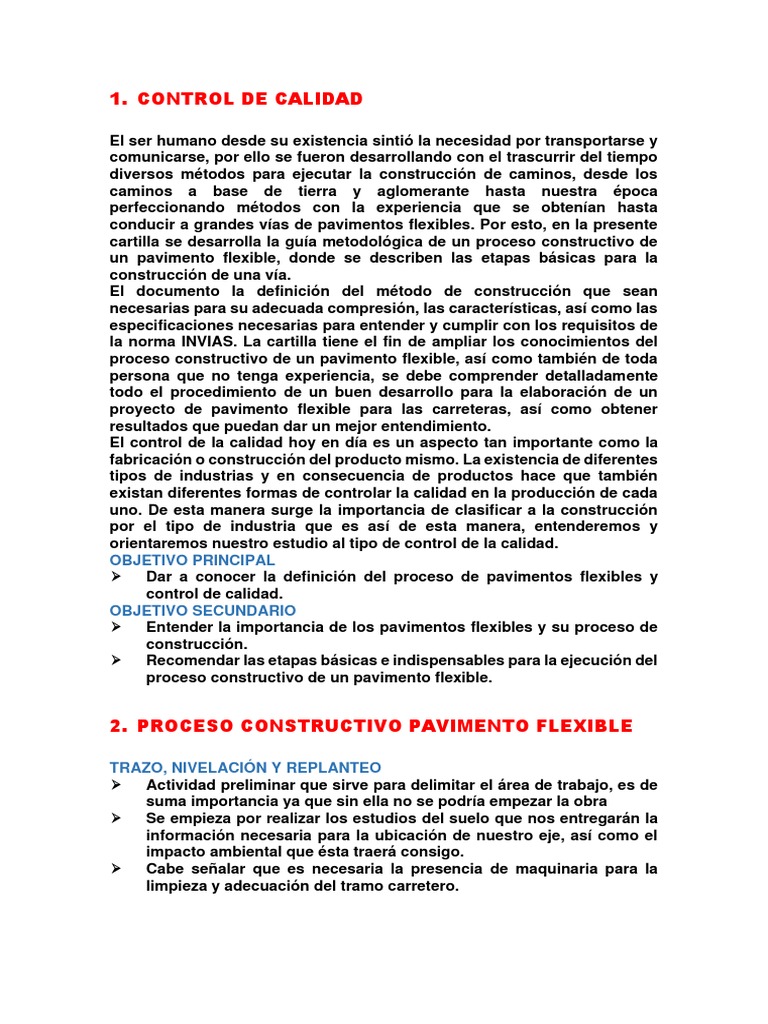Control de Calidad en Pavimentos Flexibles | PDF | Calidad (comercial ...