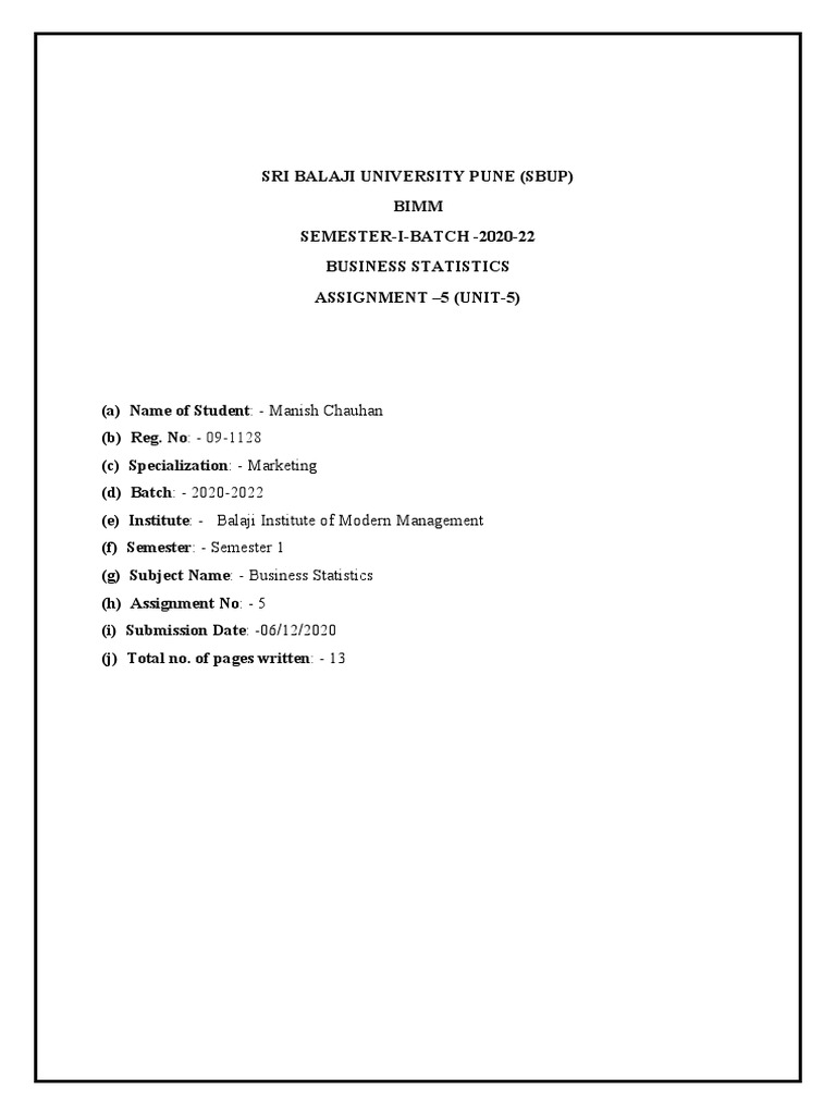 Business Statistics Assignment Analysis | PDF | Standard Deviation ...