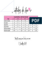 Tabla de Medidas Short Fácil para Dama