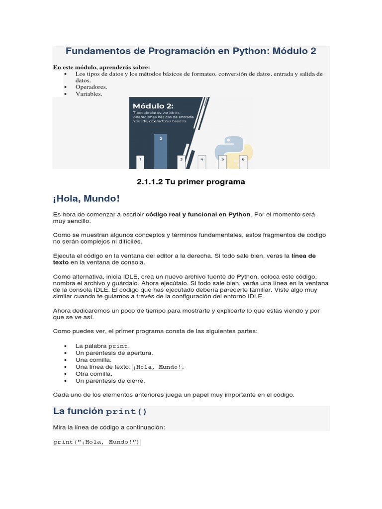 Fundamentos de Python: Función print() | PDF | Python (lenguaje de ...