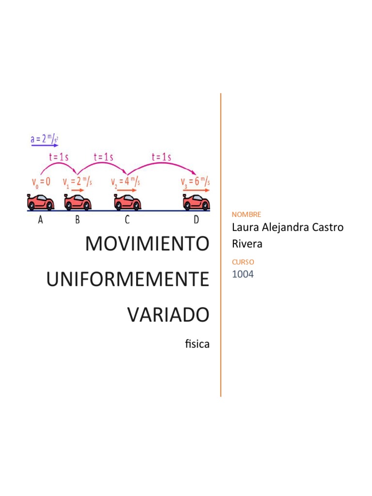 MOVIMIENTO UNIFORMEMENTE VARIADO Fisica | PDF | Aceleración | Velocidad