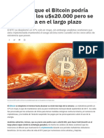Advierten Que El Bitcoin Podría Caer Hasta Los U$s20.000 Pero Se Recuperaría en El Largo Plazo