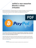 PayPal Permitirá A Sus Usuarios Transferir Bitcoin A Otras Billeteras Virtuales