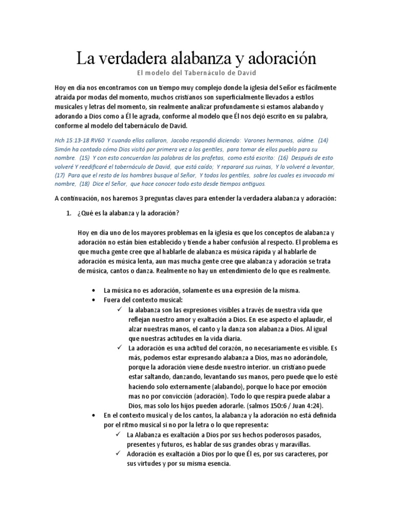 Alabanza y Adoración según David | PDF | Arca de la Alianza | Salmos