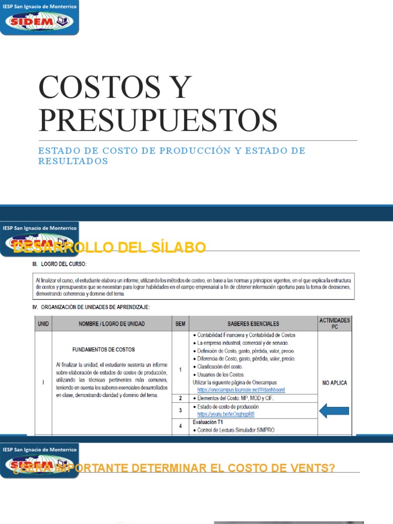 Costos de Produccion y Estado de Resultados | PDF | Costo | Estado de ...