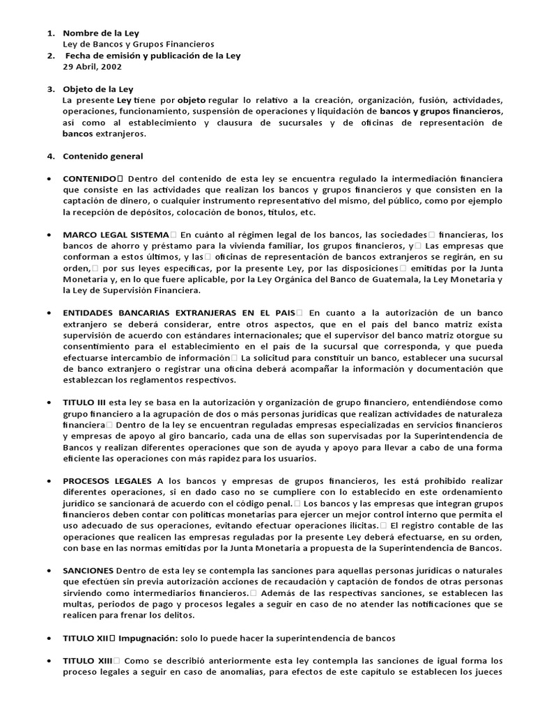 Ley de Bancos y Grupos Financieros 2002 | PDF | Bancos | Lavado de dinero