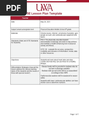 5E Lesson Plan