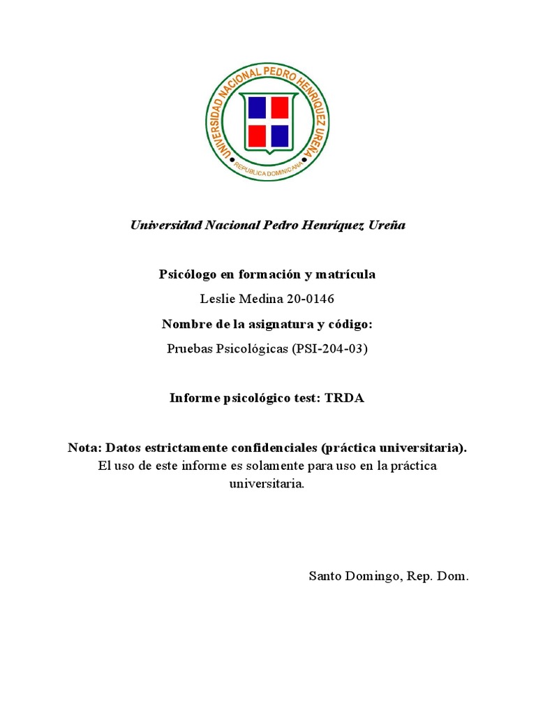 Informe del Test TRDA en Práctica Universitaria | PDF | Inteligencia ...